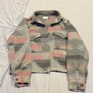 Simply southern Gray and Pink Aztec Patterned shacket